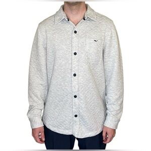 Vineyard Vines Men's Quilted Snap Jacket in Light Grey Medium